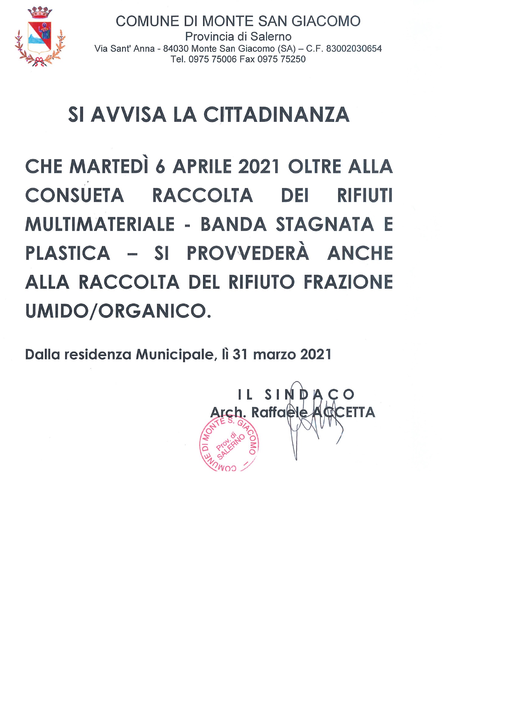 Raccolta Straordinaria Rifiuti 06/04/2021